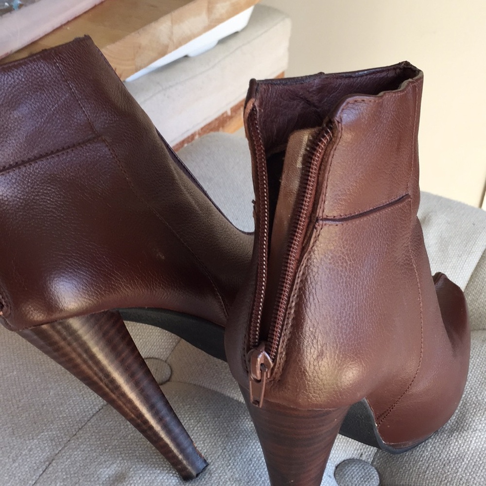 Barely worn brown leather booties